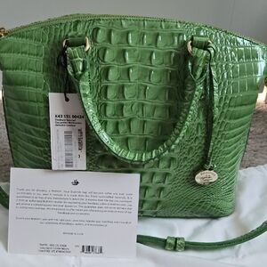 Brahmin Green Crocodile Embossed Handbag